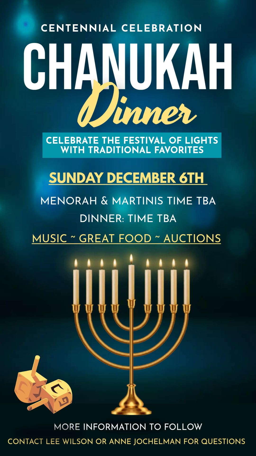 Chanukah Dinner Dec 6 2026