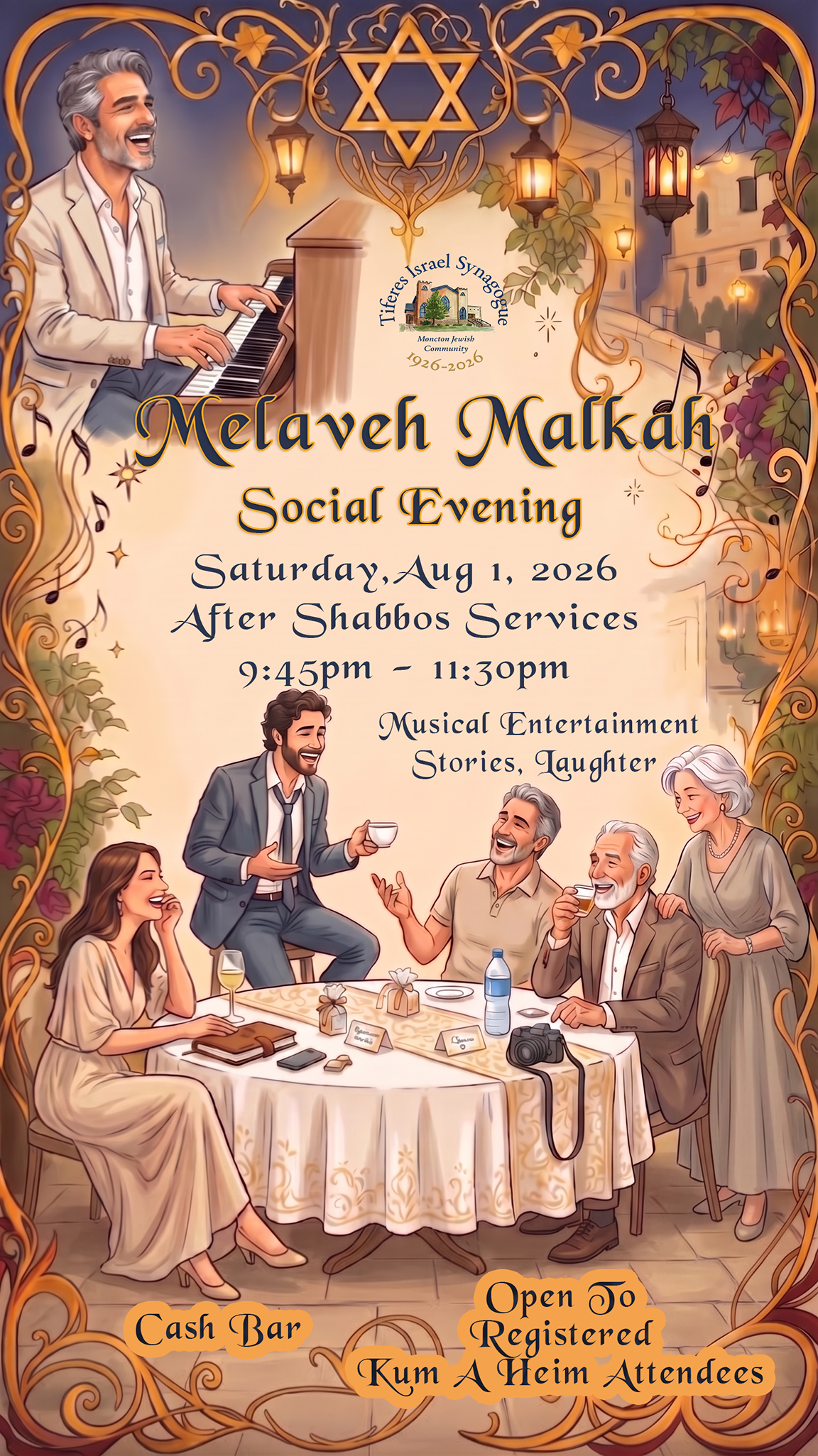 Melaveh Malkah Social Evening Aug 1 2026